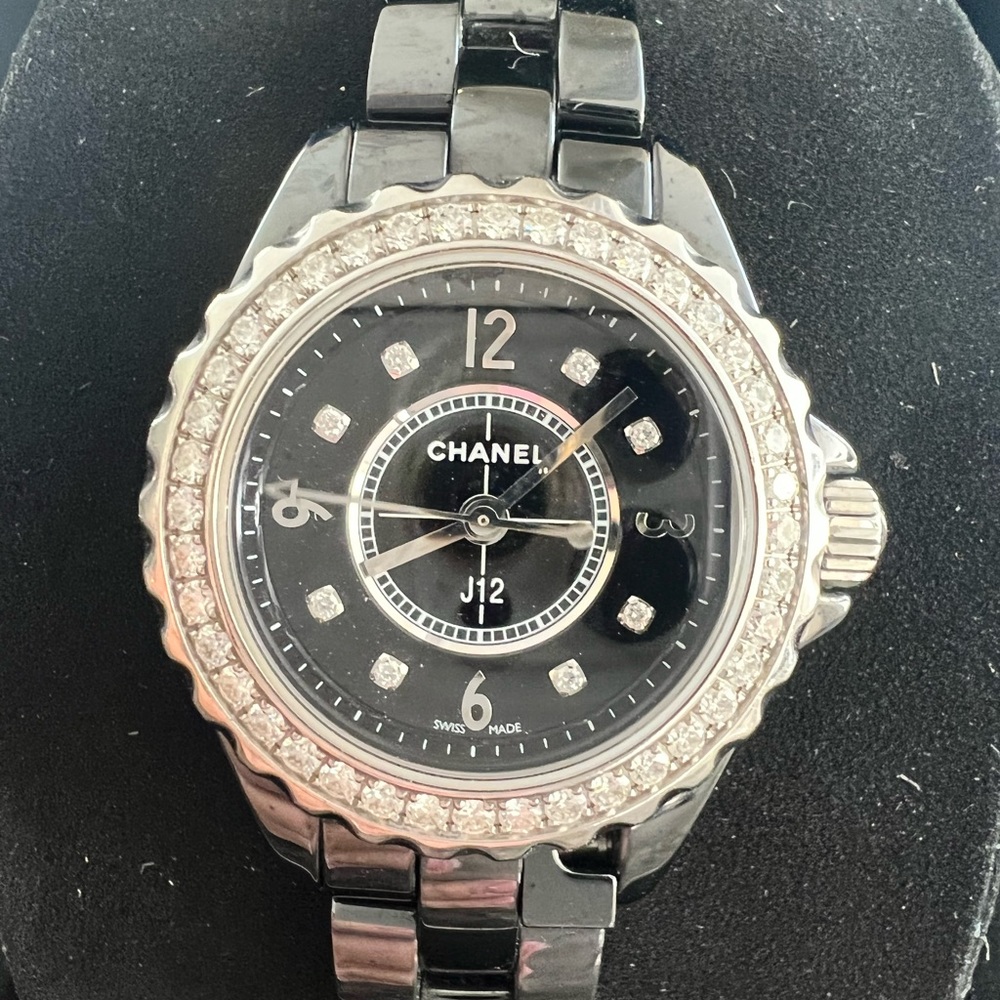 Chanel J12 29mm black with diamond watch